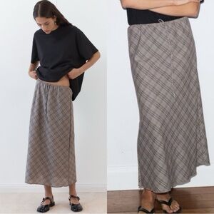 DEIJI STUDIOS Bias Grandpa Check Linen Skirt